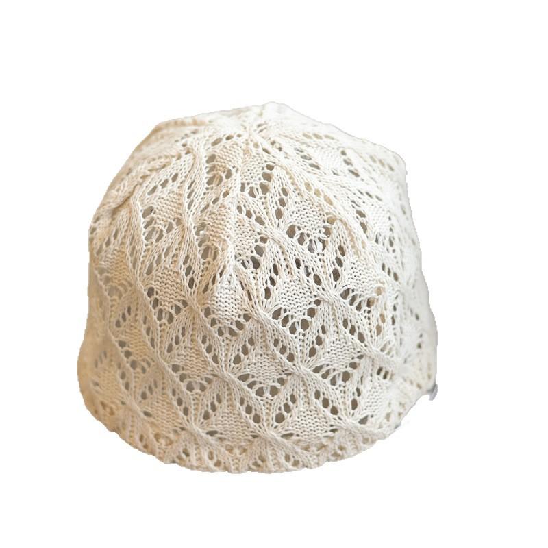 Spring and Summer Rhombus Hollow Retro Baotou Hat Fashion Breathable Casual Versatile Knitted Cold Hat