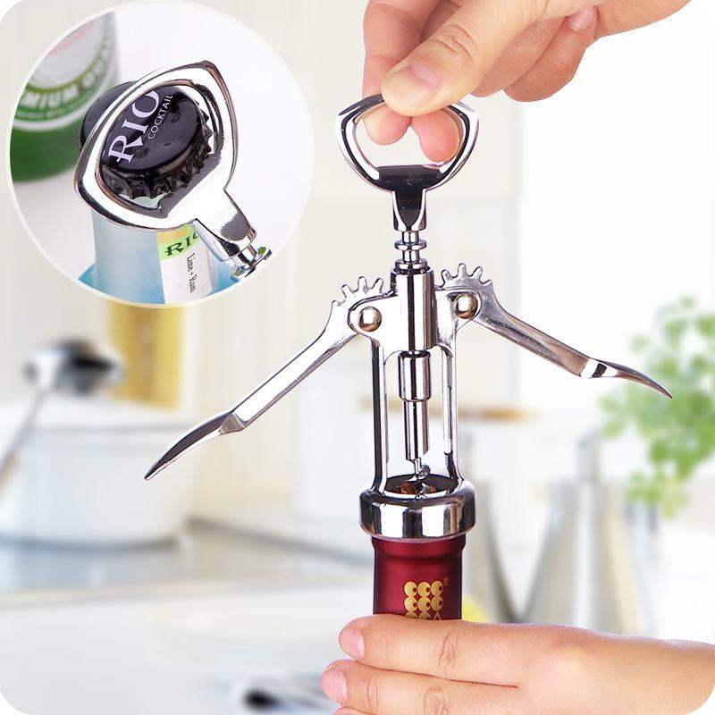 1PC Portable Stainless Steel Red Wine Opener Wing Type Metal Corkscrew Bottle Openers Corkscrews Wine Cork Remover