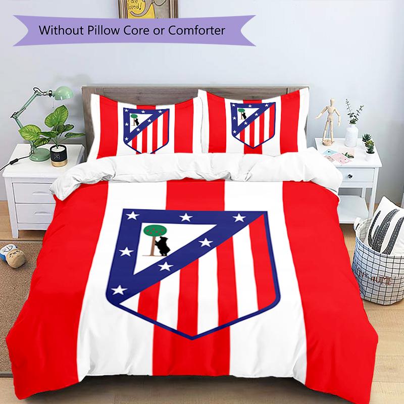 Biancheria da letto con motivo Atletico Madrid, Set piumone Copripiumone Federa Regalo di Compleanno per la Casa (1*copripiumino+2*federe,senza imbottitura)