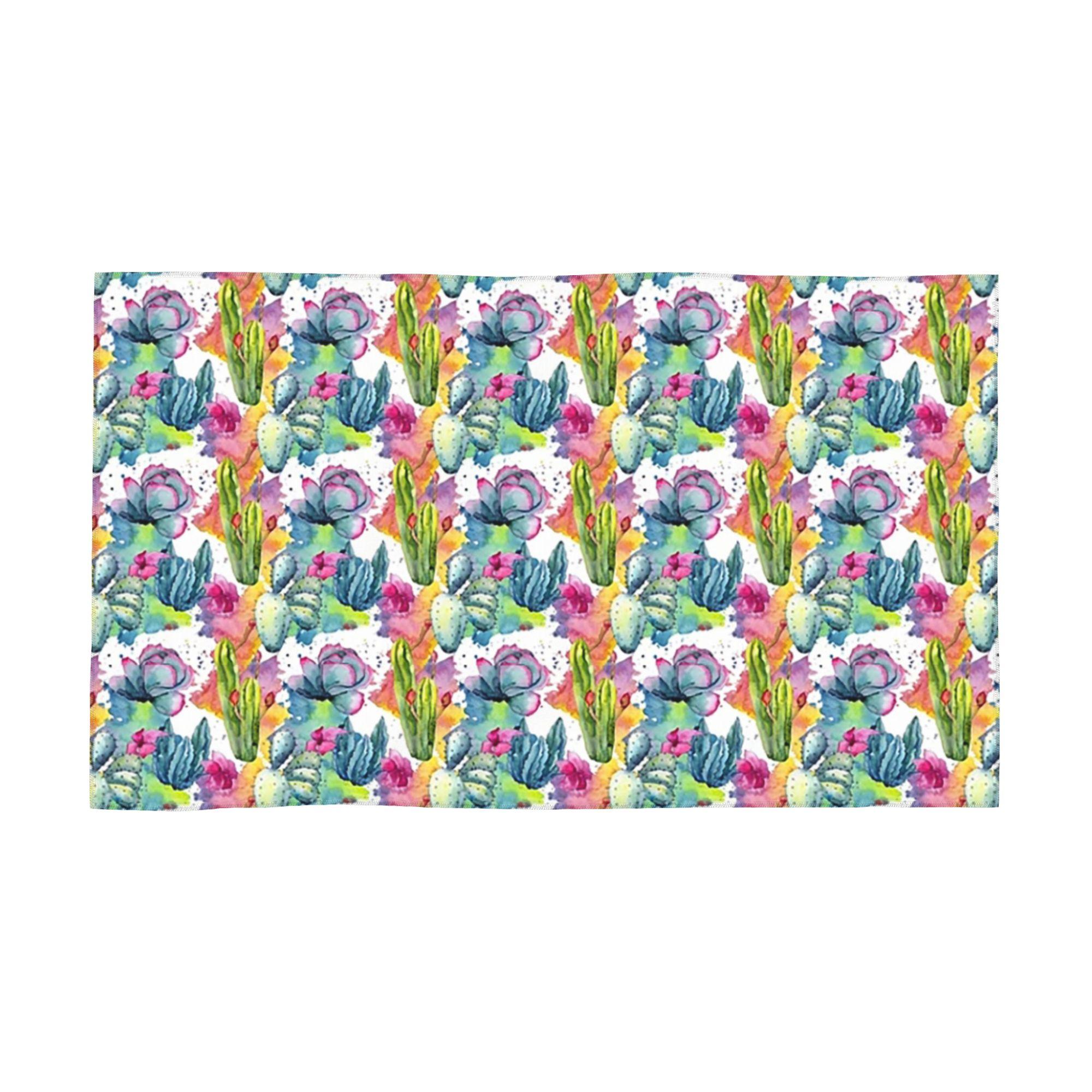 

Exotic Wildflower Cactus Pattern Watercolor Style Stylish Soft Face Towel Quick Dry Pool Bath Cotton Towels Absorbent Quick W30*H60(CM)