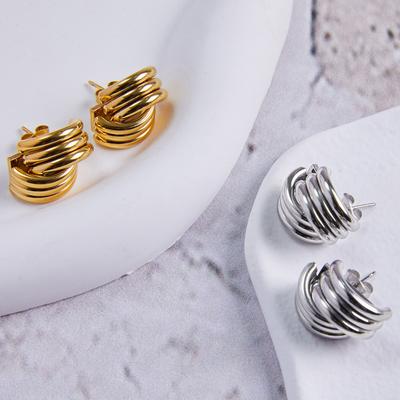 Cold Multi-Layer Cross Stud Earrings Titanium Steel Earrings Personalized Simple French Retro Trend Geometric Earrings Jewelry