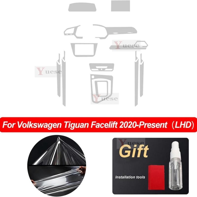 För VW Tiguan Facelift -2025 Bilinteriör Mittkonsol Genomskinlig TPU Skyddsfilm Anti-repa Klistermärke