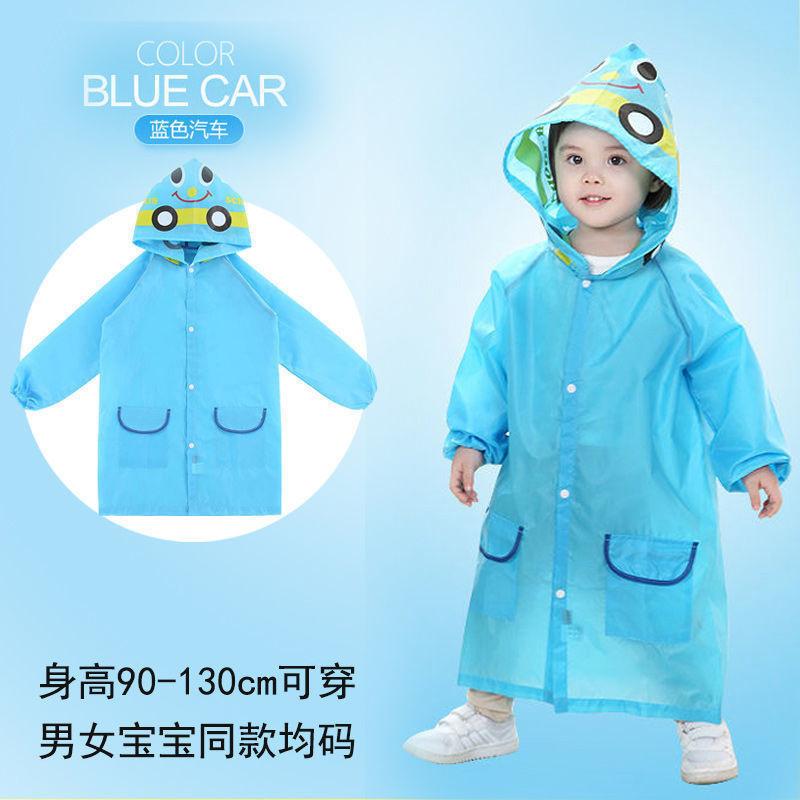 Kids Long Raincoat with Print Outdoor Rain Jacket for Boys Girls