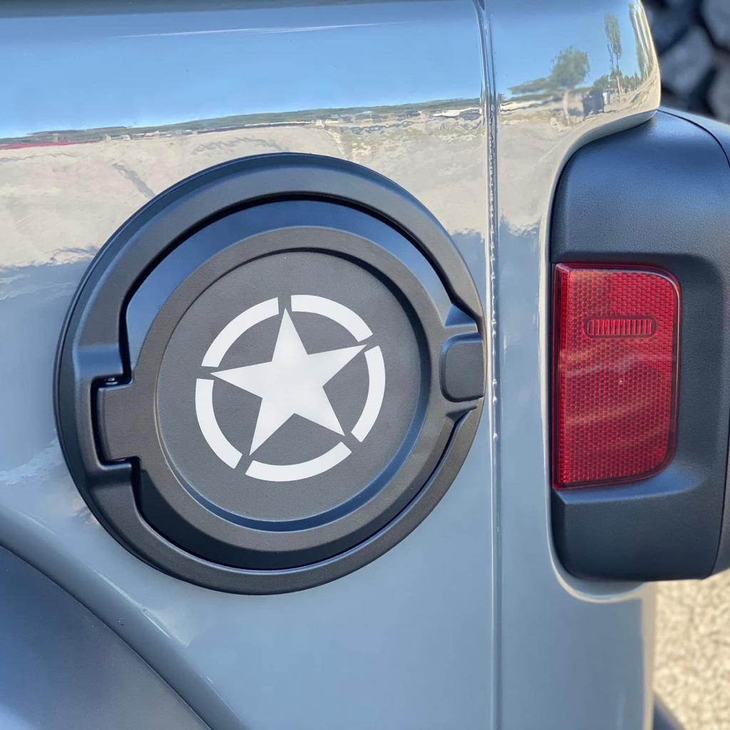 Wrangler Drivstofflokk Svart Stjerne Drivstoffpåfyllingsdør Drivstofftankdør Kompatibel med Jeep Wrangler JL JL og Rubicon Deksel, Deksel, 2018-2021 Unlimited, (JLU),