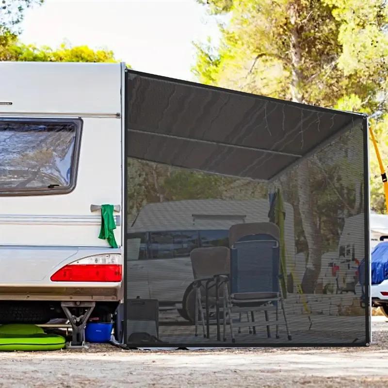 RV Awning Side Sunshade Mesh 9ft X 7ft Black PVC Mesh Screen Sun Shade With Complete Kits For Caravan Motorhome