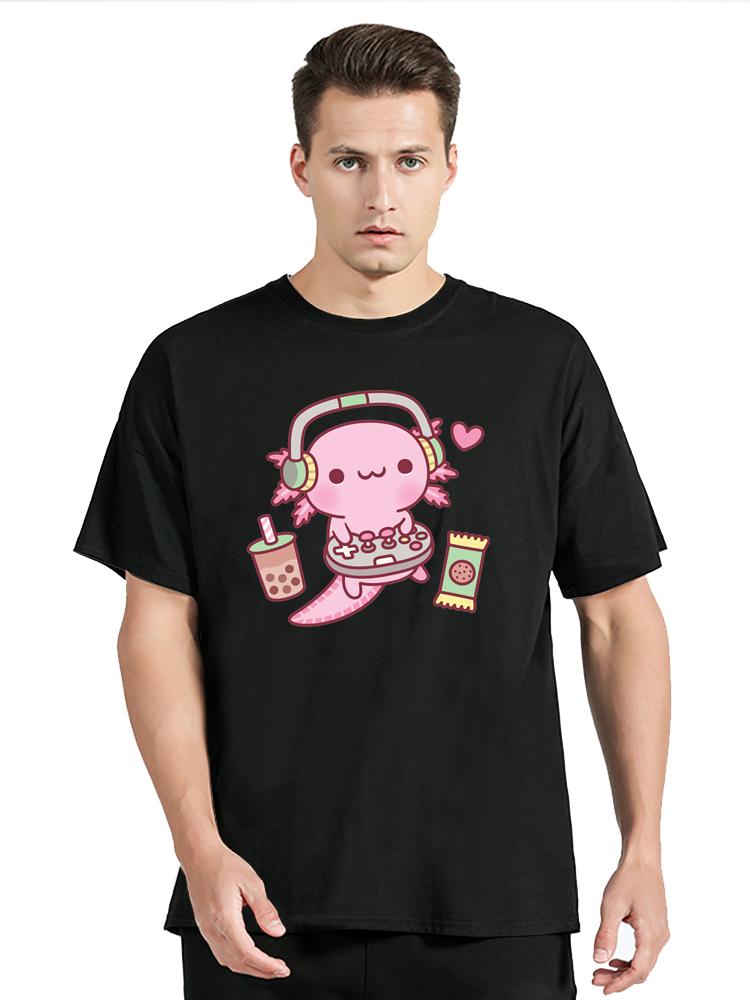 Ajolote Axolotl Übergroßes T-Shirt Sommer Herrenbekleidung Japanisch Fitness Fitness T-Shirt Anime Mode Baumwoll-T-Shirt Designer