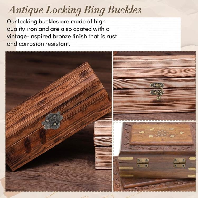 Antique Style Cupboard Hardware Set with Installation Screws Miniature Bronze Hinges & Lock Set Upgrades for Woodworking