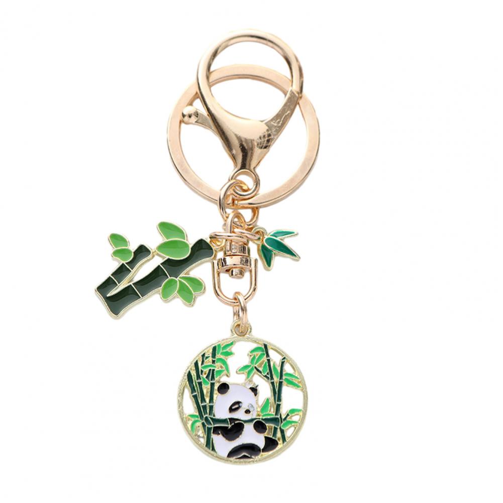 New Year Keychain Panda Bamboo Wreath Pendant Polished Lobster Clip Lightweight Shoulder Bag Schoolbag Decoration Pendant Keyrin