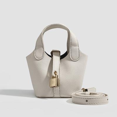 Mini Borsa a Secchiello Cesto per Alimenti Testurizzato Versatile Nicchia da Donna Pelle Pelle Borsa a Spalla a Tracolla
