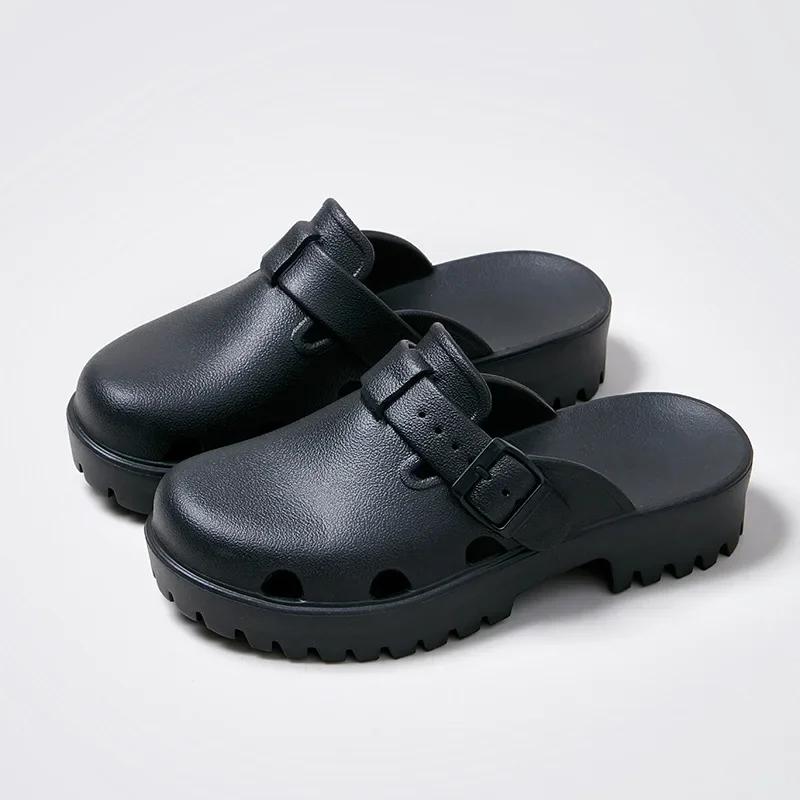 Women's Solid Color Cushioned Flatform Sandals, Slip-on Platform Slides, EVA Round Toe Garden Shoes, Platform Clogs for Women