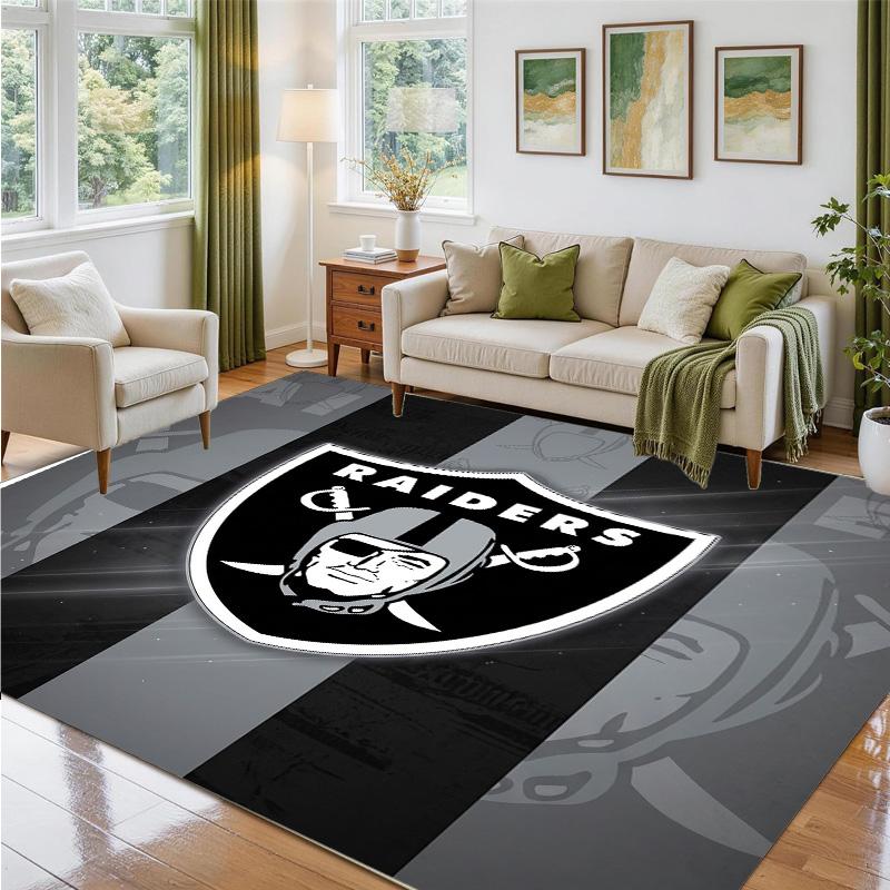 Las Vegas Raiders Design Crystal Velvet Rug Soft Decorative Mat for Bedroom Entrance