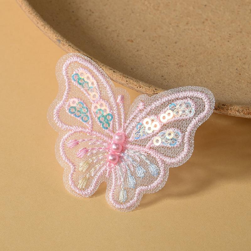 10/20pc Pearl Butterfly Lace Embroidered Wedding Clothes Jewelry Accessories Appliques For Sewing Supplies DIY Hair Clip