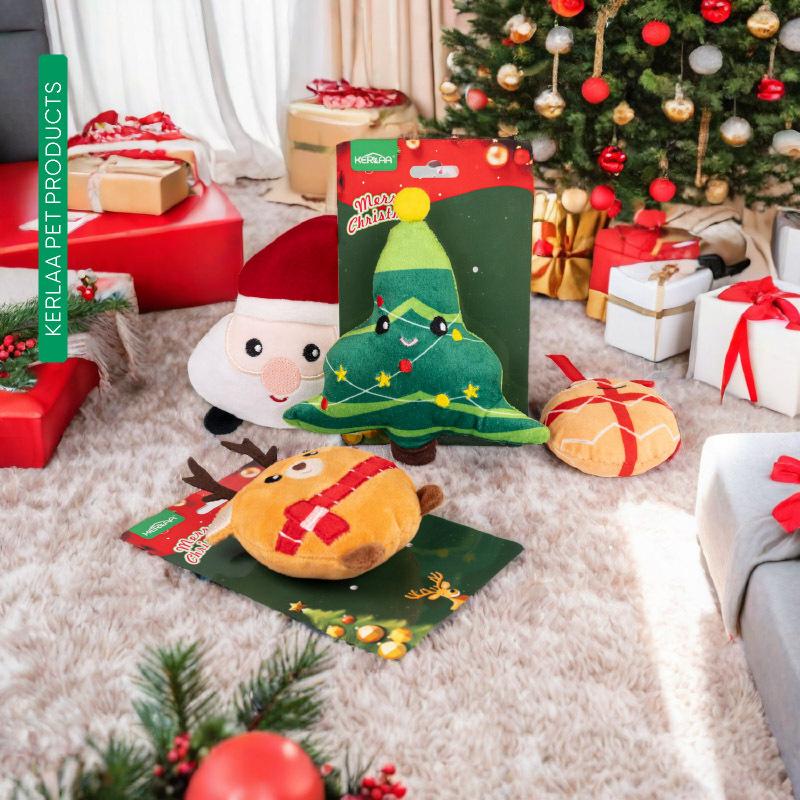 Christmas Plush Cat Toy Various Chew Toys Fun Puppy Santa Packing Gift Sets Christmas Craft Kits