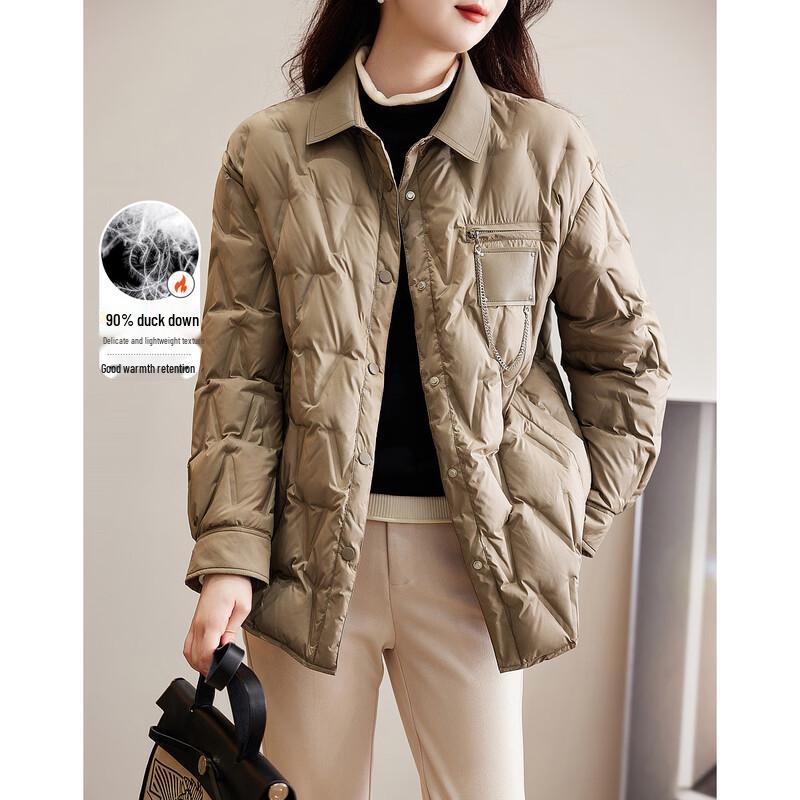 

Demana Women s Loose Fit 90% Duck Down Jacket with Metal Chain Detail XS