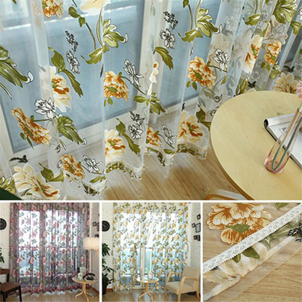 Home Textile Flower Embroidered Chinese Fabric Tulle Sheer 3D Window Curtain