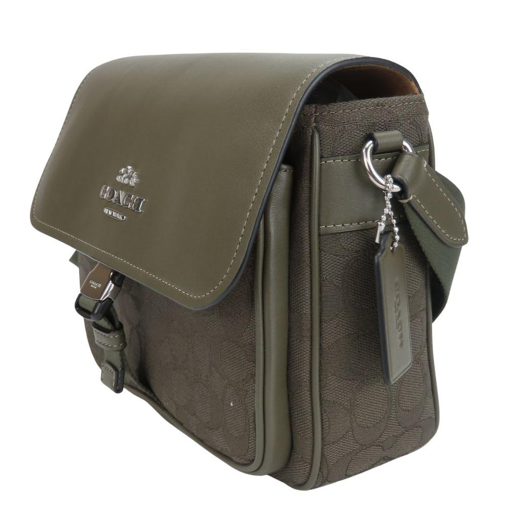 Gebrauchte COACH Umhängetasche Pace Messenger CT818 Signature Leder/Canvas khaki khaki Alltagsgebrauch