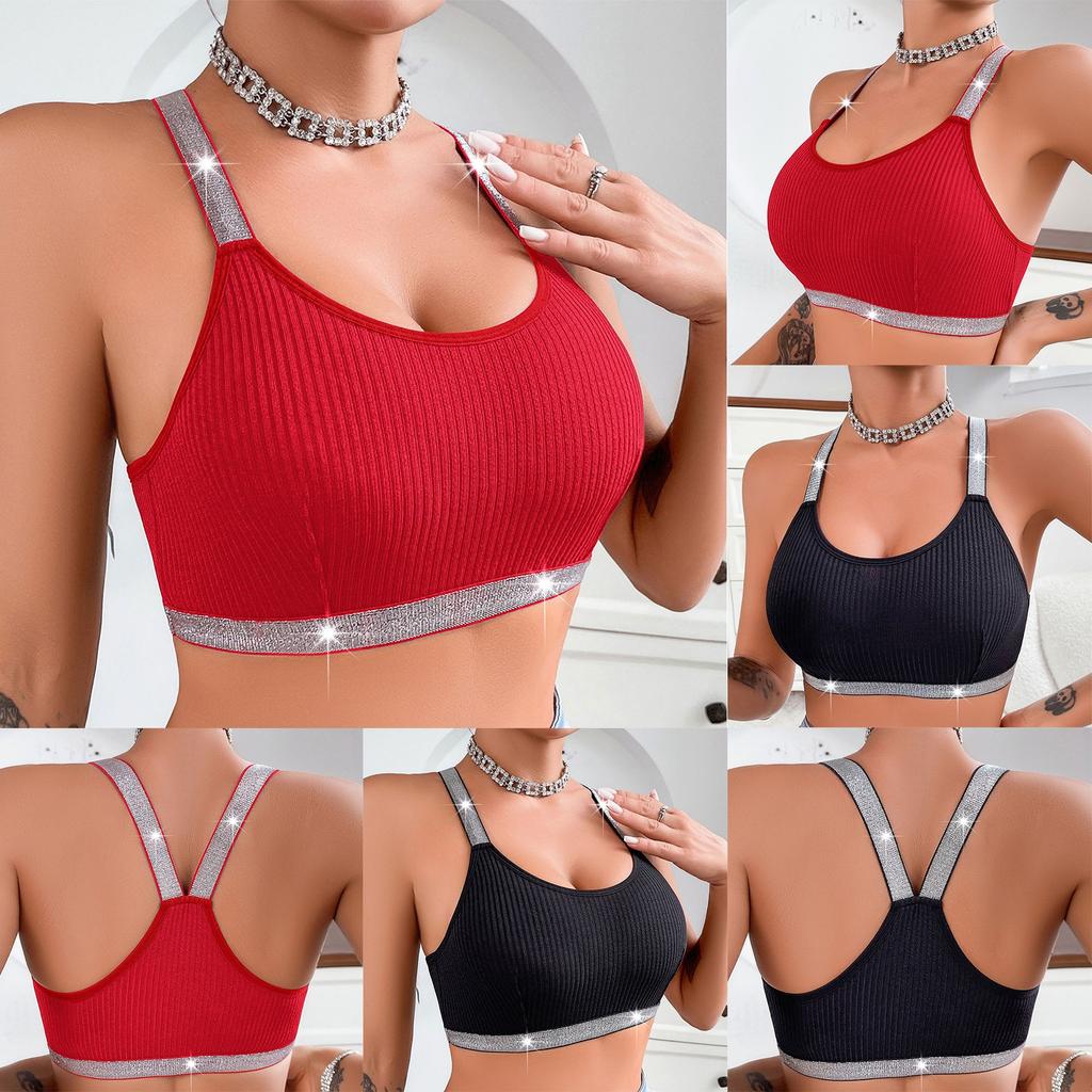 Women's Bra Underwear Beautiful Back Gathered Side Y-shaped Ribbon Outer Wear Vest Top