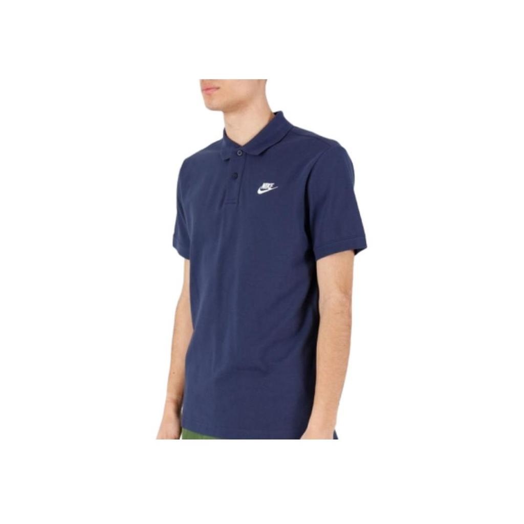 Nike Solid Color Logo Print Short Sleeve Polo Shirt Men Tops Navy-Blue CN8765-410