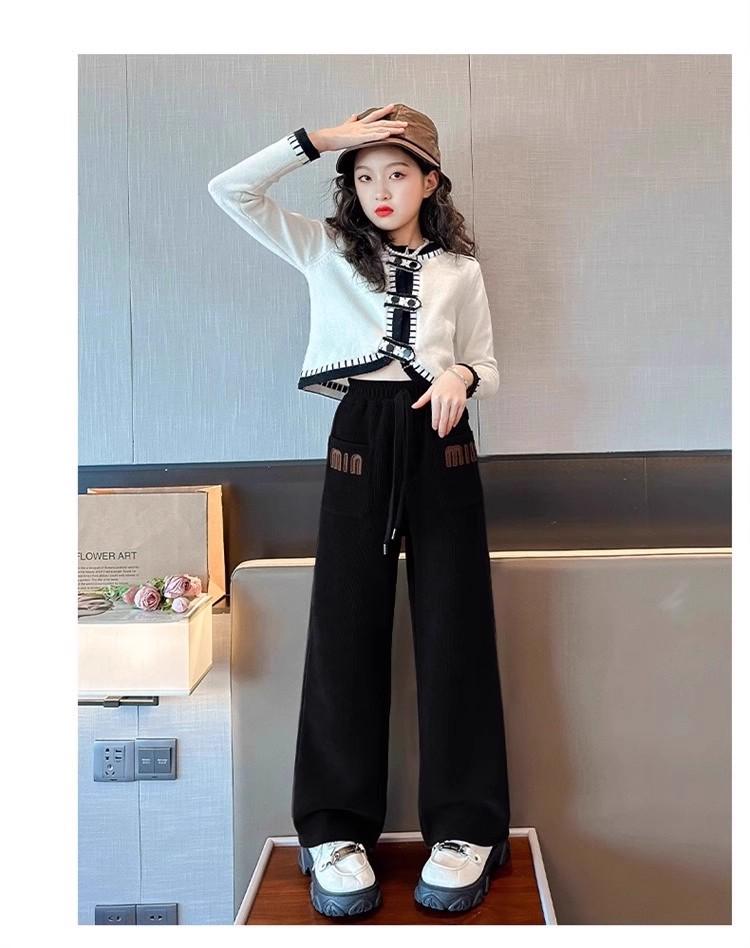 Girls' Fleece-Lined Wide-Leg Pants: 2025 Autumn/Winter Casual Straight-Leg for Kids