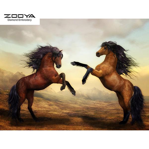 

ZOOYA 3D Алмазная вышивка Картина Вышивка крестом Круглый горный хрусталь Картина Животное Лошадь