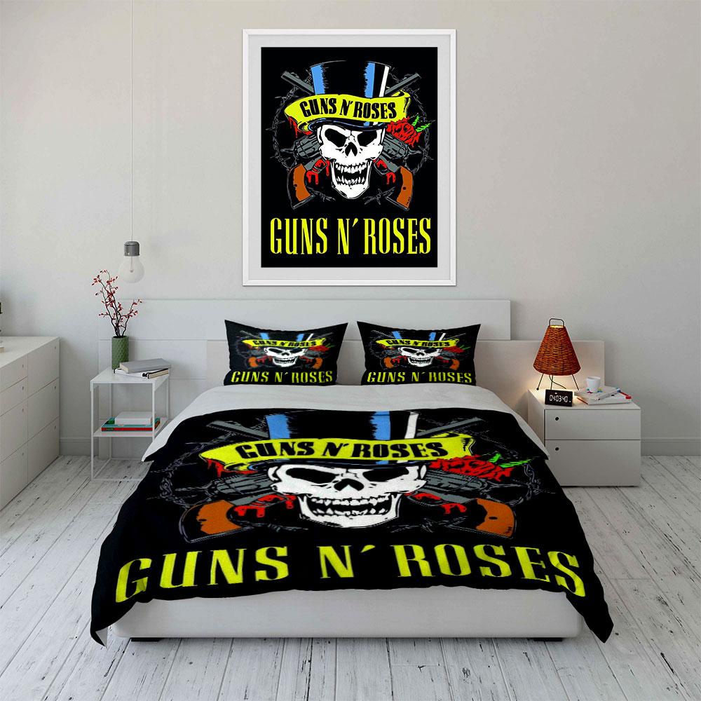 Skull, roses, guns pattern. Bedding sets Duvet cover sets Duvet covers Pillowcases(1 * Duvet Cover 2 * Pillowcases without duvet insert)