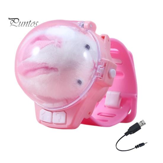 

Часы с дистанционным управлением, плюшевая игрушка в виде животного, автомобиль с USB-зарядкой, регулируемый ремешок для малышей, 2,4 ГГц, RC, кролик, краб, собака, плюшевая гоночная игрушка на запястье со светодиодом белый/розовый