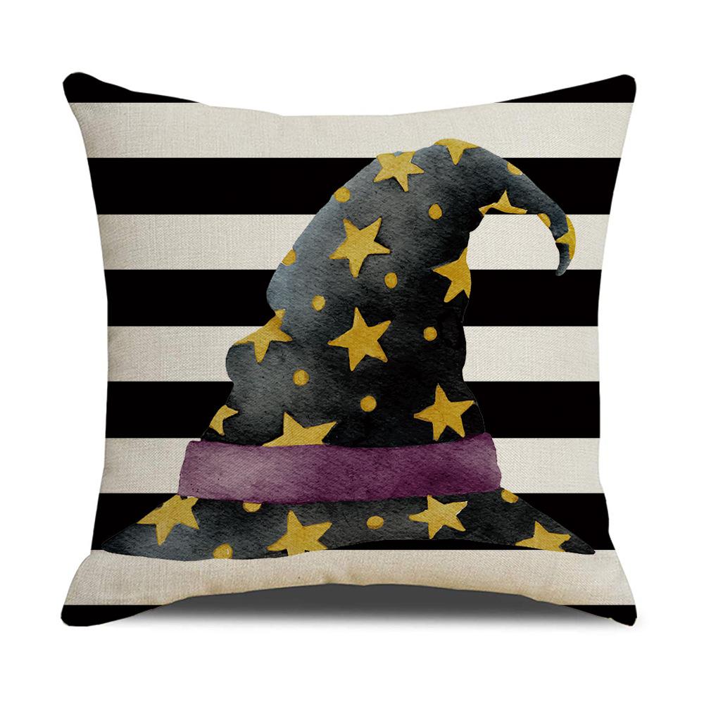 

American Black And White Pumpkin Halloween Push Cover Linen Print Sofa Cushion Cover Home Bedroom Push Cover Premium 45 * 45Cm (excluding pillow core)