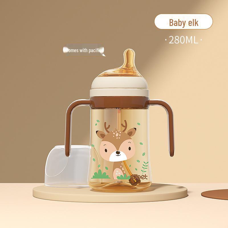 Baby Elephant PPSU Straw Bottle with Handle for 1+ Year Olds - Anti-Colic Design