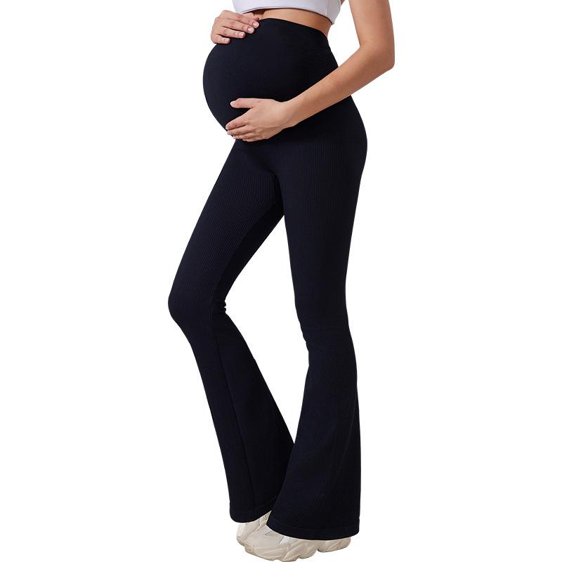 Maternity High Waist Flared Yoga Pants with Belly Support