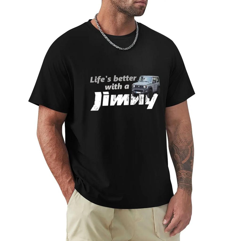 Жизнь лучше с футболкой Jimny летняя одежда Блузка однотонная футболка тяжелые футболки для
