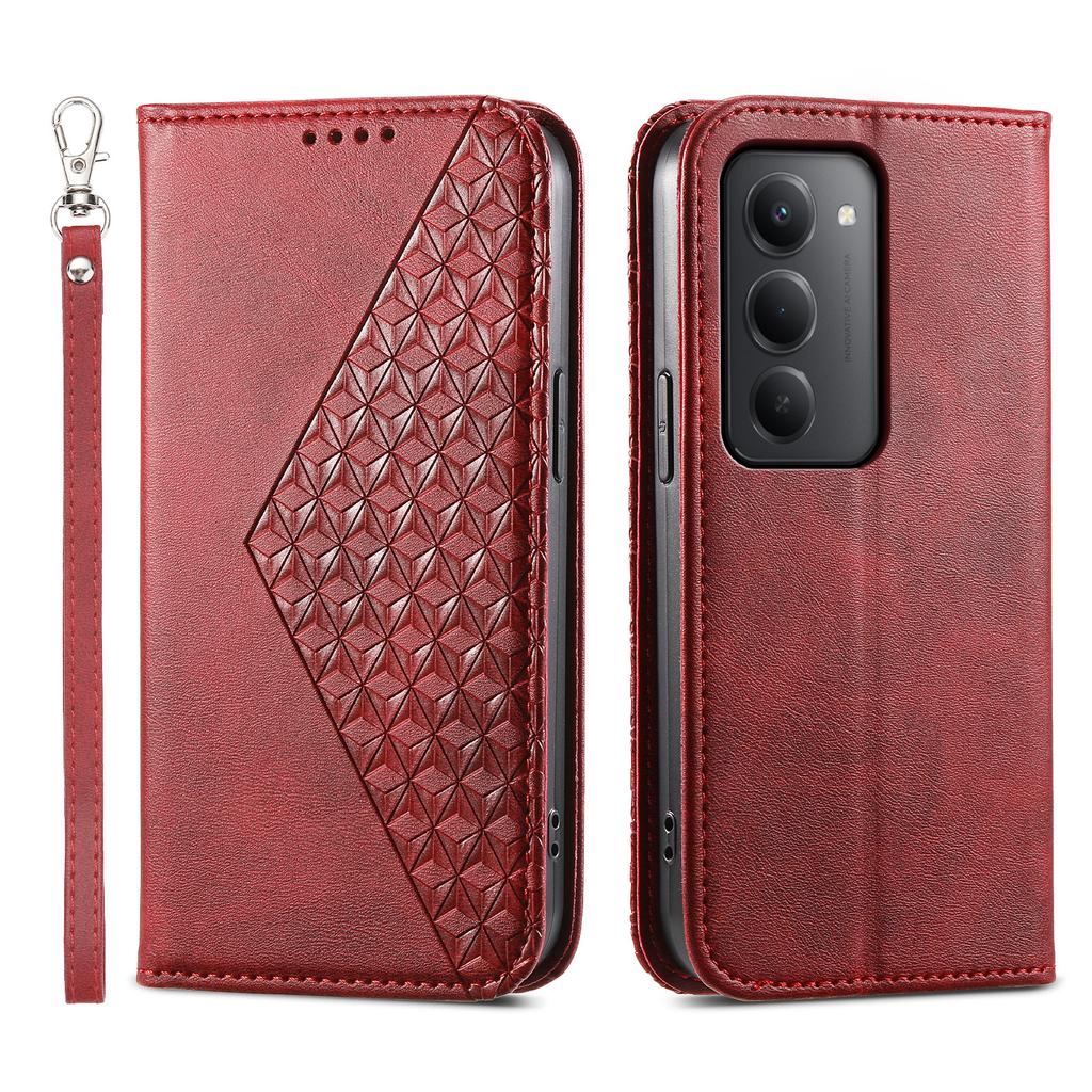 For Xiaomi Redmi 15 5G (Global) (169mm) Case Calf Texture PU Leather Wallet Phone Cover with Wrist Strap