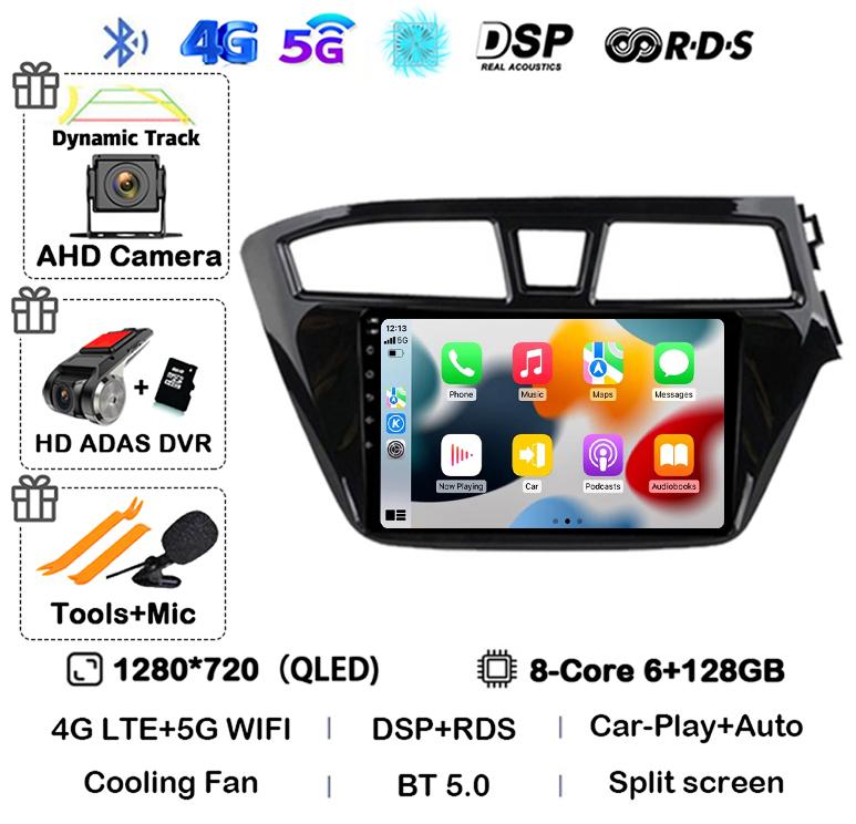 Android 14 Carplay Auto WIFI+4G For Hyundai I20 RHD 2015 2016 2017 2018 Car Radio Multimedia Player Stereo Head Unit 2din Audio