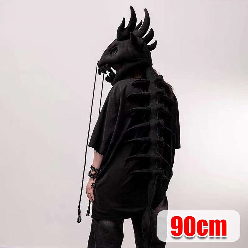 Halloween Dinosaur Skeleton Mask, 90/120CM Wearable Realistic Plush Headgear, Funny Cosplay Costume for Party