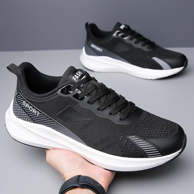 

Мужские теннисные кроссовки для бега, обувь для ходьбы, легкая повседневная спортивная обувь, подходит для путешествий, спортзала, работы, для официанток, социальная обувь, мужская 37 чёрный