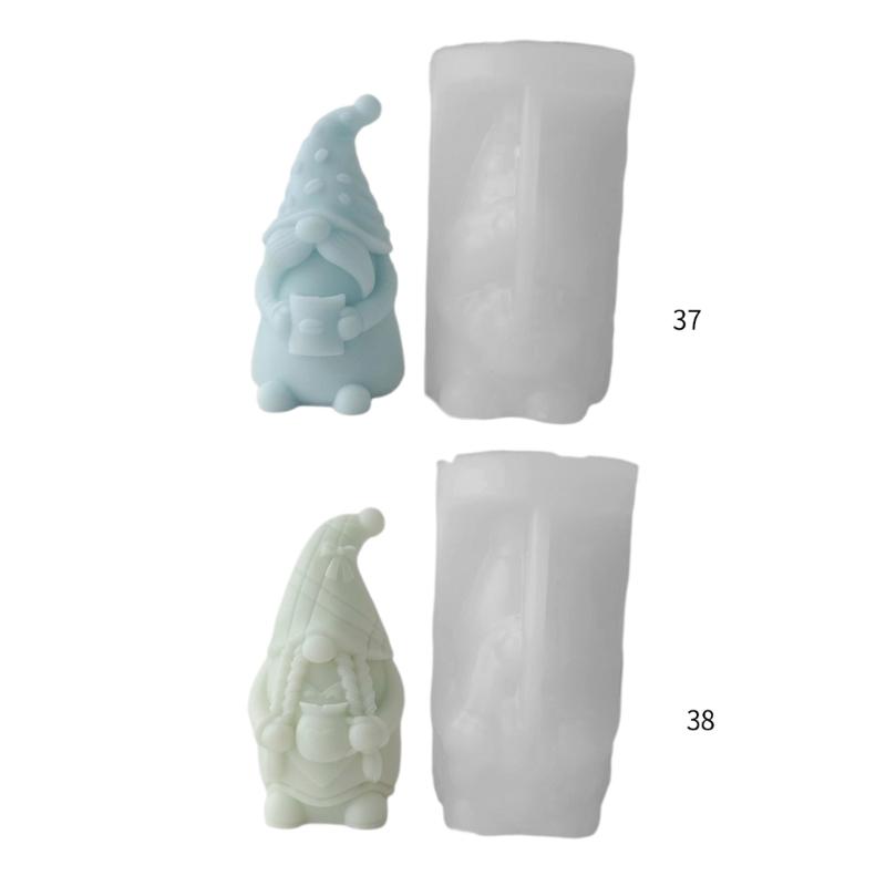Faceless-Santa Candle Silicone Mold DIY Dwarf Perfume-Stone Candle Making Gypsum-Resin Mold Holiday Gift Home Decoration