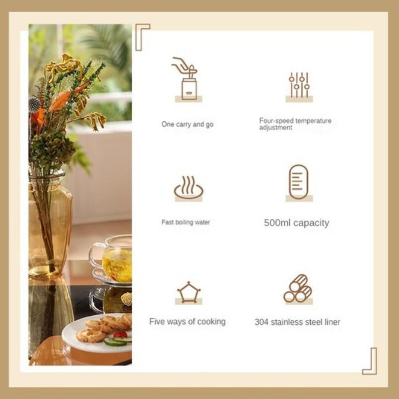 500ml Large Capacity Electric Water Boiling Cup Travel Portable Car Kettle Small Smart Heating Thermal Flask