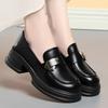 5cm British Style Shallow Soft Leather Loafers Platform Pumps Spring 2025 Med Block Heels Shoes Thick Bottom for Office Mom