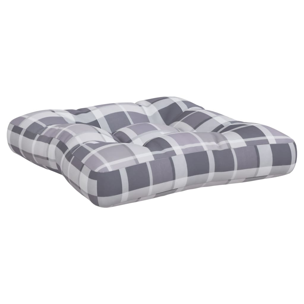 3 Piece Palette Cushion Set Grey Checkered Pattern Fabric