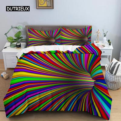 Abstraktes psychedelisches Bettwäscheset, mystisches Bettbezugset, Kissenbezug, Steppbezug, EU-Doppel-/Kingsize-Bettbezug für Jugendliche aus Polyester