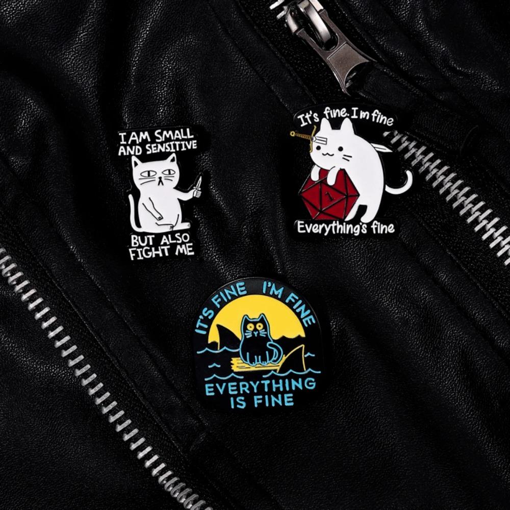 

3pcs Women s Creative Cat Shaped Scarf Clip, All-match English Letter Dice Clothes Bag Badge