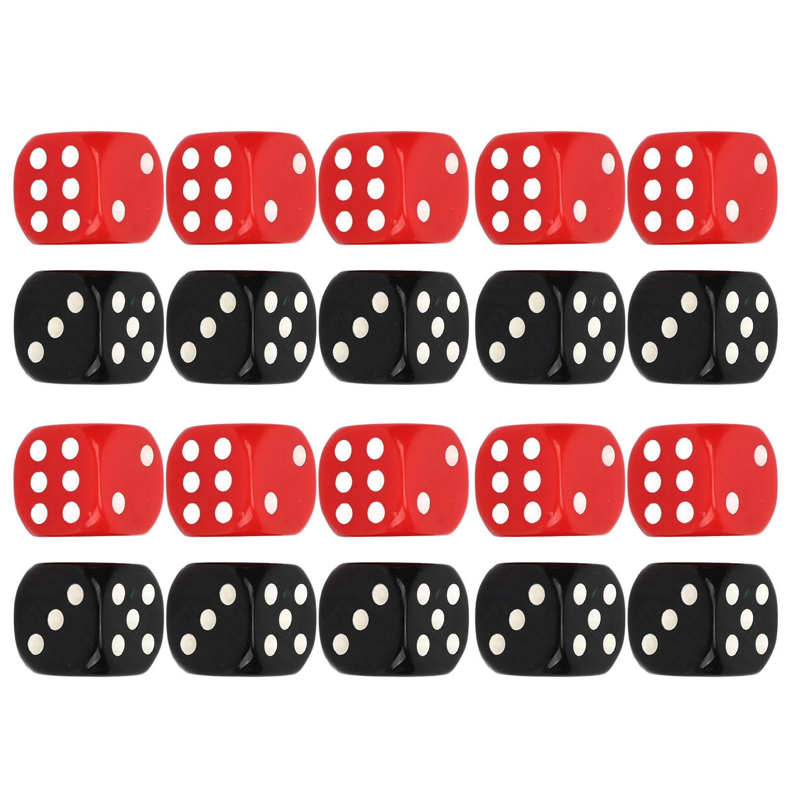 20PCS 6 Sided Game Dice Set Safe Waterproof Black Red Table Game Dice for Club Bar Party
