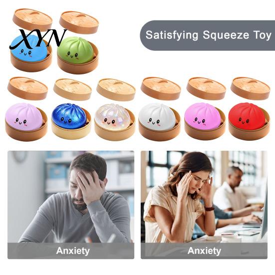 Stress Relief Toy Steamed Bun Squeeze Toy, Cute Dumpling Ball, Calming Fidget Slow Rising Decompression for Desk, Kawaii Gift Glitter