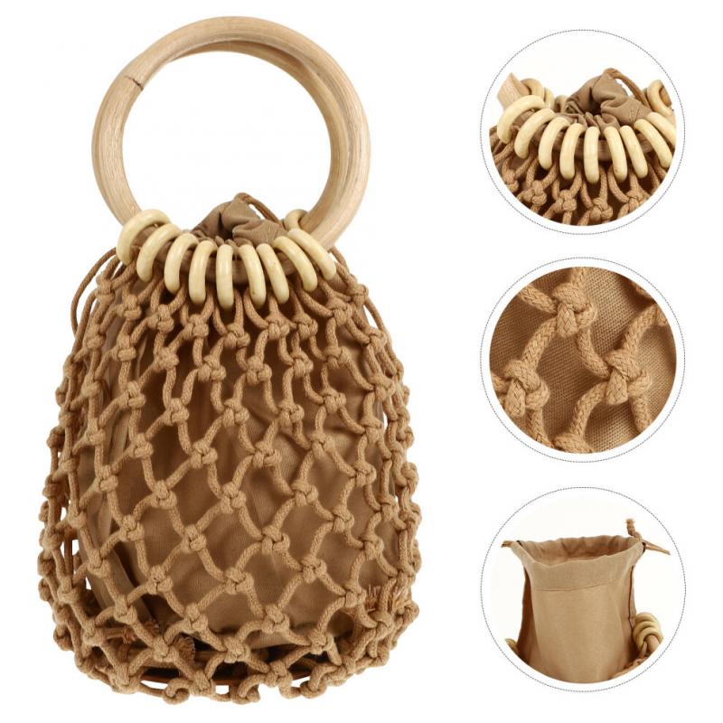 Woven Bag Net Bag Wooden Miss Mini