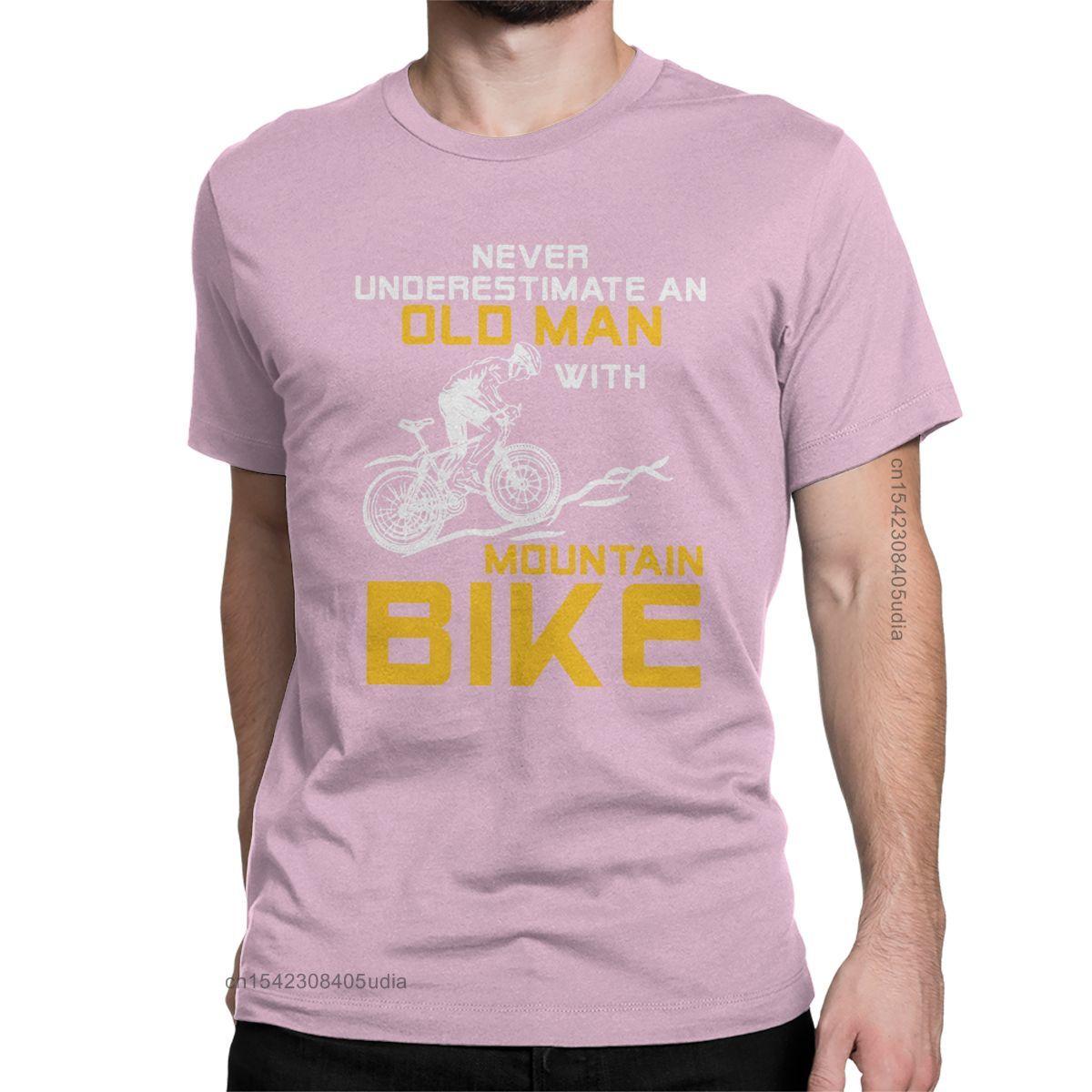 BenberFashion Heren Onderschat Nooit Een Oude Man met Een Mountainbike T-shirt Fiets MTB Katoenen T-shirt voor Mannen Camisas TShirt M