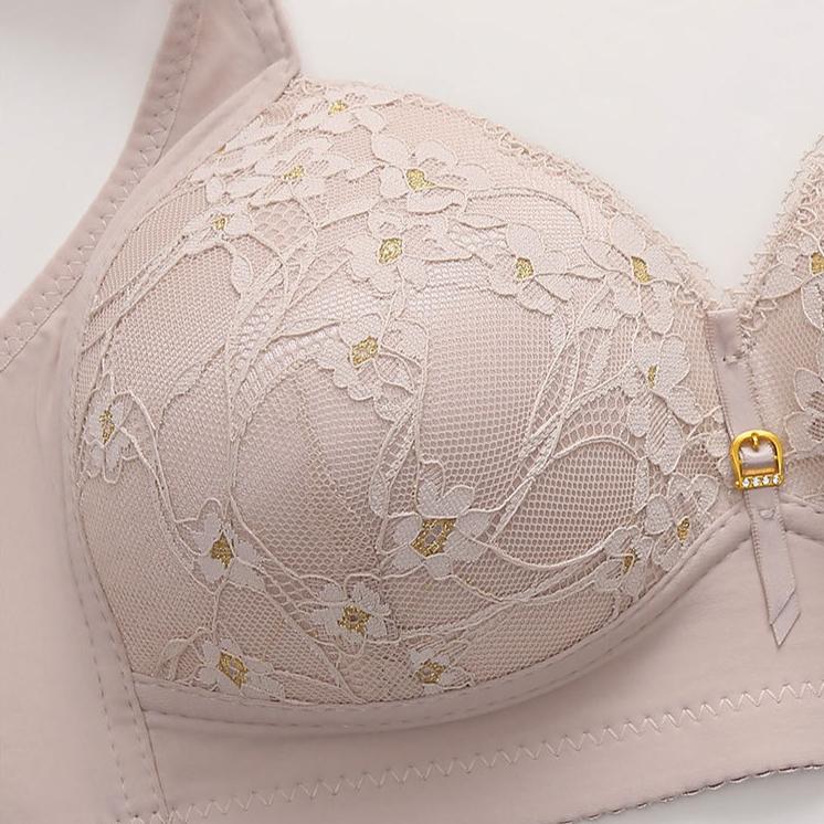 Large-sized Bras Women's Embroidered Lace Jacquard Bras Side-retraction Secondary Breasts Gathering Bras Sexy and Beautiful Back Underwear