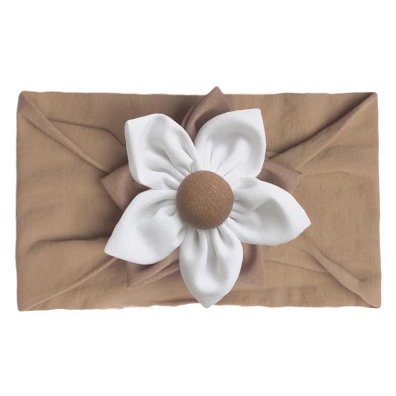 New children's headband, baby soft solid color flower nylon headscarf, thin breathable baby hair accessories