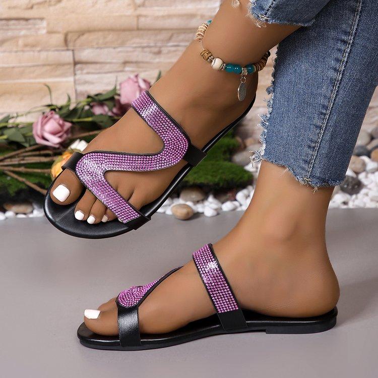 

Fashion Sexy Women Sandals Summer Beach Shallow Mouth Rhinestones Ladies Fashion Show Comfortable Light Shoes Sandalias Femininas 36