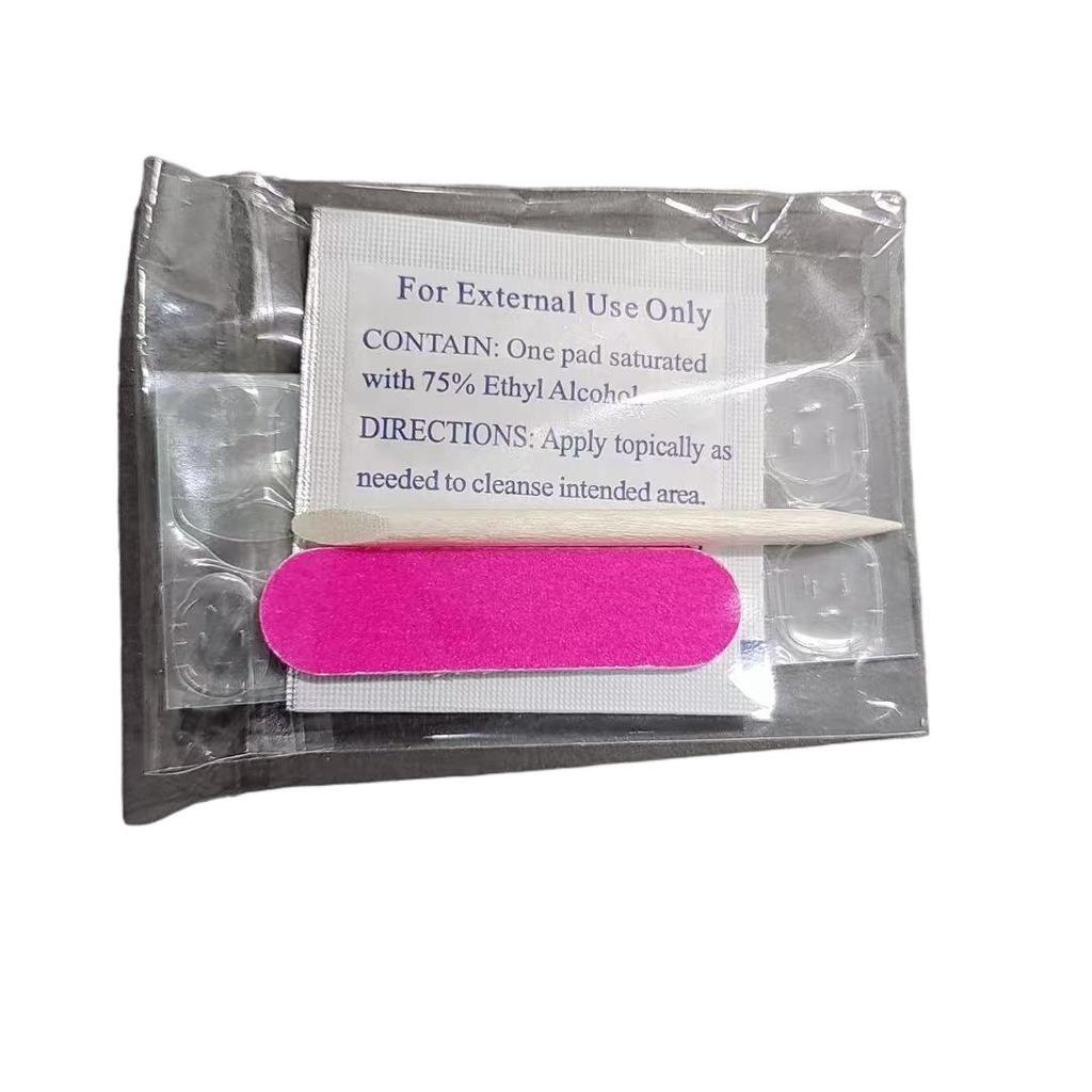 Wearable Nail Toolkit: Jelly Stickers with Double-Sided Nail File & Remover Stick (Including Cleaning Cotton).