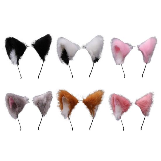 Cats Ears Headband Long Furry Adorable Plush Exquisite Cosplay Party Headpiece for Party
