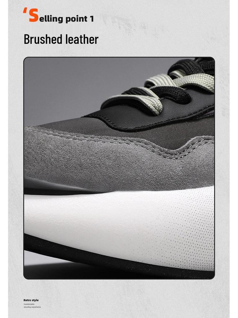 High-End Men's Breathable Leather Fashion Sneakers - Versatile, Thick-Soled, Height-Boosting Dad Shoes for Autumn & Winter